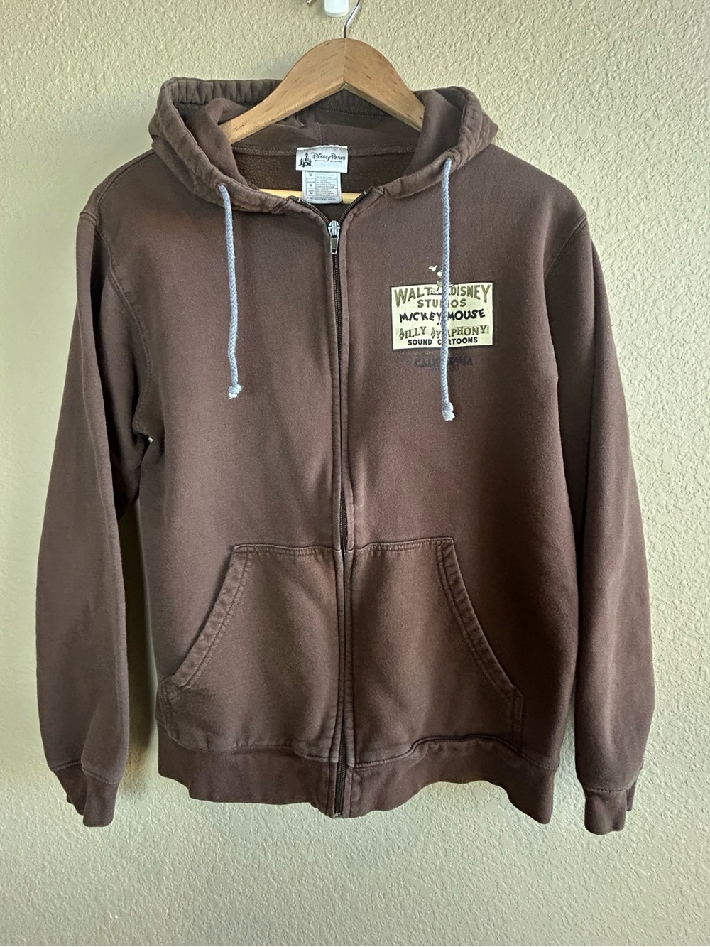 Disney Sound Studios Silly Symphonies Full Zip Hoodie Sweatshirt Brown Size M